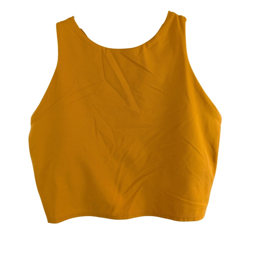 Athleta Crop Tank Top Womens Medium Yellow High Neck Racerback